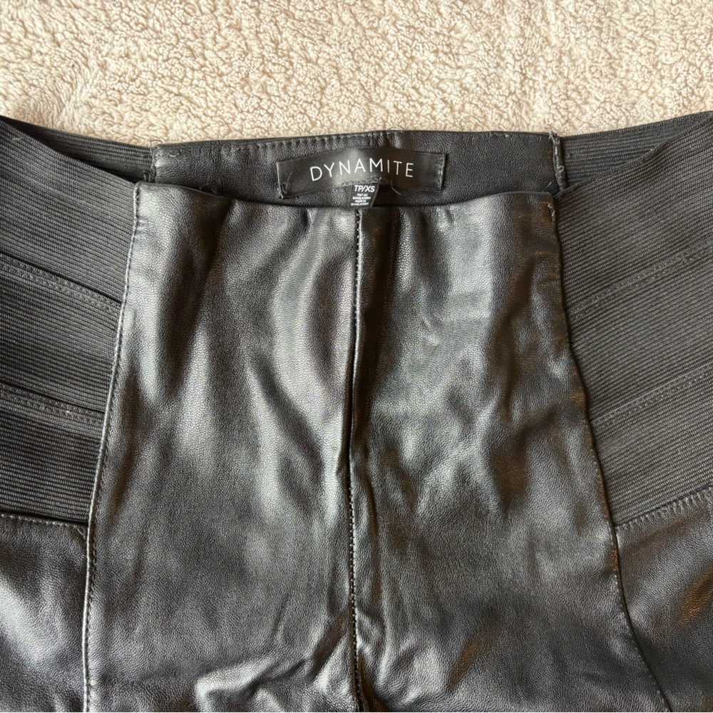 NWOT Black leather pull on leggings